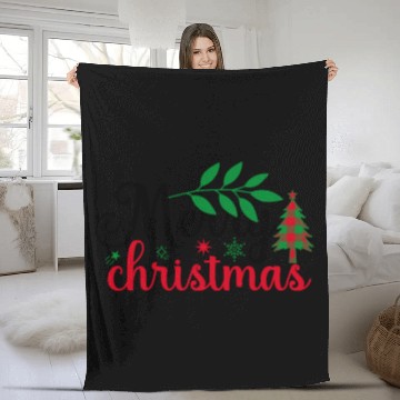 Discover Xmas Merry Christmas Buffalo Plaid Fir Tree Fleece Blankets