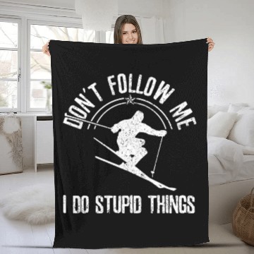 Discover Funny Ski Don'T Follow Me Skiing Freestyle Skier Fleece Blankets