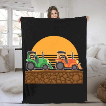 Discover Kids Tractor Lover Farm Vehicles Fleece Blankets