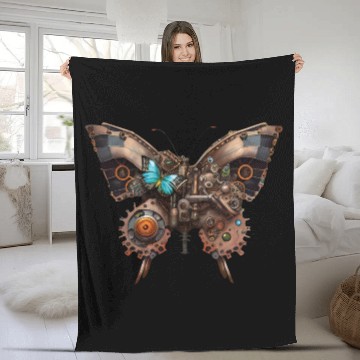 Discover Steampunk mechanical butterfly Fleece Blankets