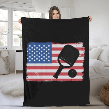 Discover American Flag US 4th Of July Pickleball Funny Fleece Blankets