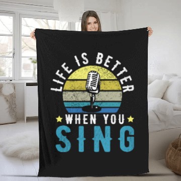 Discover Vintage Graphic OF Life Is Better When You Sing Fleece Blankets