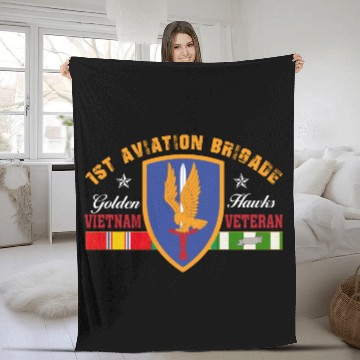 Discover 1st Aviation Brigade Vietnam Veteran Golden Hawks Fleece Blankets