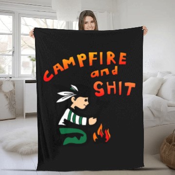 Discover campfire and shit Fleece Blankets