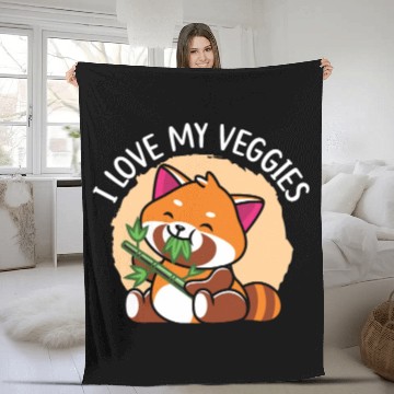 Discover I Love My Veggies Red Panda Bear Whisperer Animal Fleece Blankets