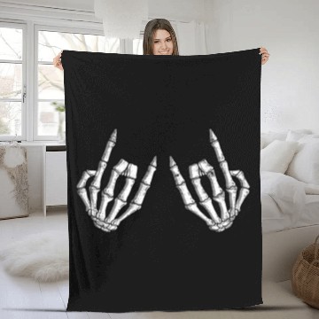 Discover Skeletal rock on sign - rock and roll Fleece Blankets