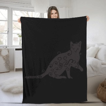 Discover Black magic Cat desk mat , black cat holding on Fleece Blankets
