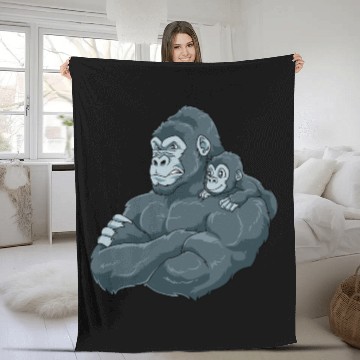 Discover Strong Gorilla with Gorilla Kid for a Gorilla Fleece Blankets