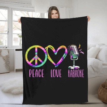 Discover Karaoke Singer Retro Tie Dye Peace Fleece Blankets