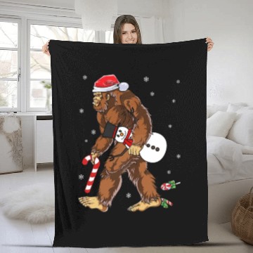Discover Bigfoot Christmas Funny Winter Boys Men Sasquatch Fleece Blankets