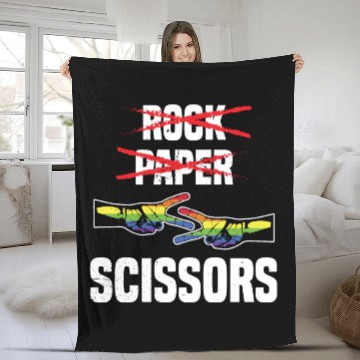 Discover Womens Rock Paper Scissors Funny Lgbt Pride Fleece Blankets