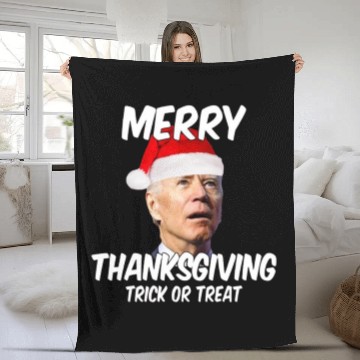 Discover sarcastic funny merry thanksgiving trick or treat Fleece Blankets