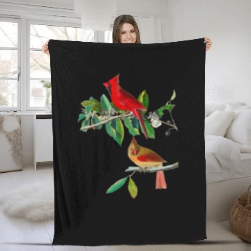Discover Cardinal Grosbeak from Birds of America Fleece Blankets