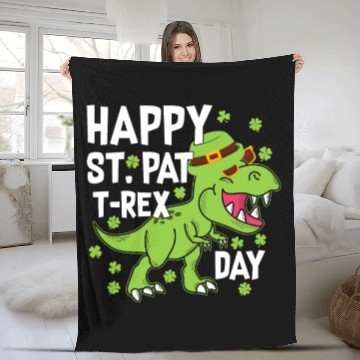 Discover Happy St. Pat Trex Day Cool Dinosaur St. Patrick's Fleece Blankets