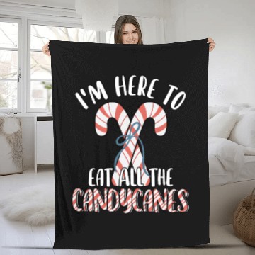 Discover I'm Here to Eat All The Candy Canes Funny Cute Fleece Blankets