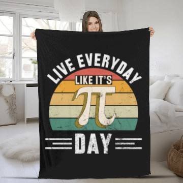 Discover Live Every Day Like it's Pi-Day - Funny Vintage Pi Fleece Blankets