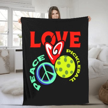 Discover I Love Pickleball Funny Pickle Ball Player Fleece Blankets