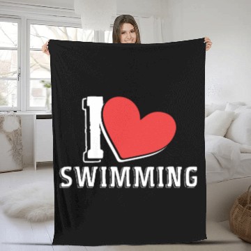Discover I Love Swimming Swimmer Swim Fleece Blankets