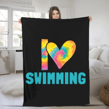 Discover I Love Swimming Swimmer Swim Fleece Blankets