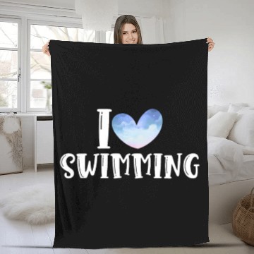 Discover I Love Swimming Swimmer Swim Fleece Blankets