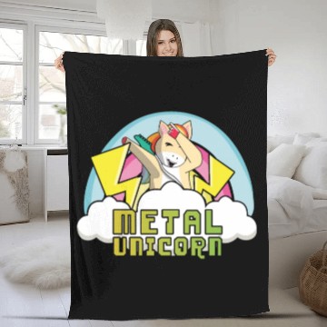 Discover Dabbing Dab Unicorn Rainbow Metal Music Heavy Rock Fleece Blankets