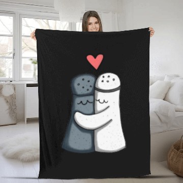 Discover Salt and Pepper Hugging Love : Funny illustration Fleece Blankets