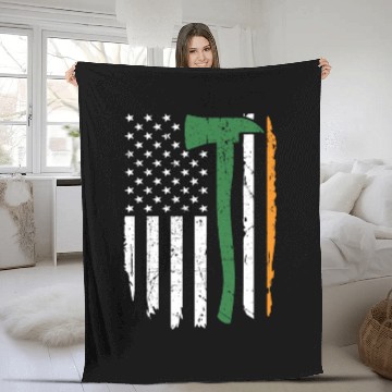 Discover Irish Firefighter American Flag Ireland Fleece Blankets