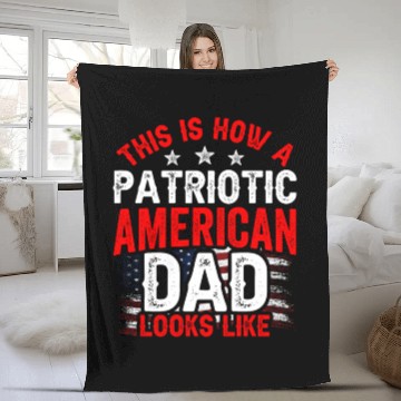 Discover This Is How A Patriotic American Dad Looks Like US Fleece Blankets