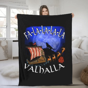 Discover Fa La La La Valhalla Christmas Dragon Ship Vikings Fleece Blankets