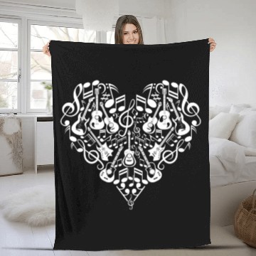 Discover Many Guitar Elements In Heart Bass Guitars Electri Fleece Blankets