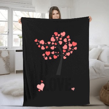 Discover Valentine's Love Tree! Fleece Blankets