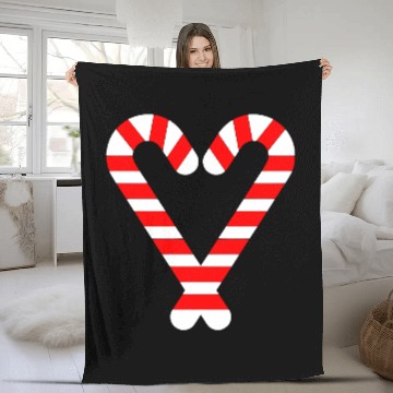 Discover Candy Canes Heart Hearts Christmas Winter Fleece Blankets