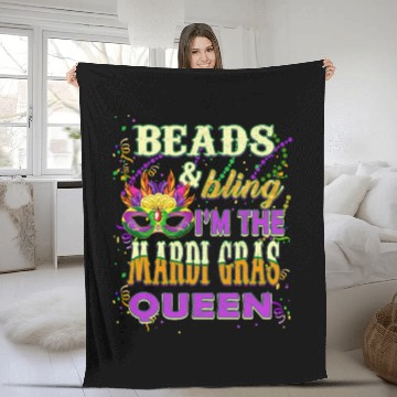 Discover Beads and Bling I'm The Mardi Gras Queen Fleece Blankets