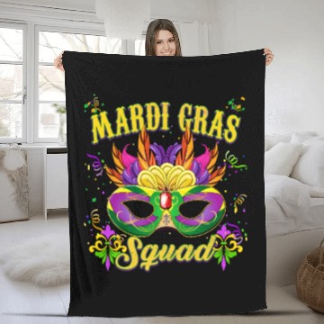 Discover Mardi Gras Festival Celebration - Mardi Gras Squad Fleece Blankets