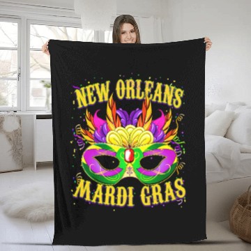 Discover New Orleans Mardi Gras Carnival Fleece Blankets