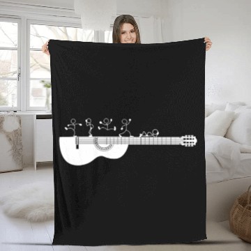 Discover Funny Guitarist Guitar Player Dancing Sticky Figur Fleece Blankets