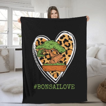 Discover Bonsai Miniature Trees Love Japanese Leopard Heart Fleece Blankets