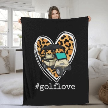 Discover Golf Love Cart Golfing Caddy Golf Player Leopard H Fleece Blankets