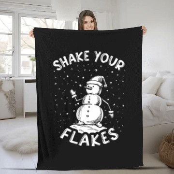 Discover Shake your Flakes Funny Snowman Winter Vintage Fleece Blankets