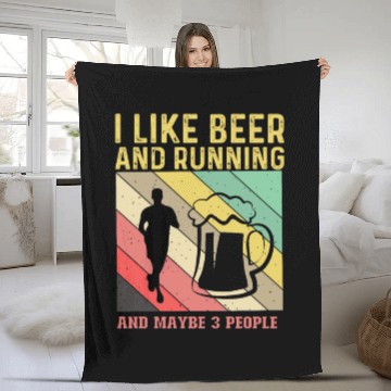 Discover Running Runner, Run, Beer, Drinking Fleece Blankets