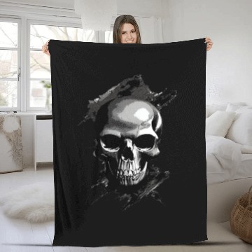 Discover Silver Skull Fleece Blankets