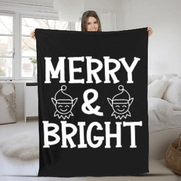Discover Merry and bright Christmas holiday festive seasons Fleece Blankets
