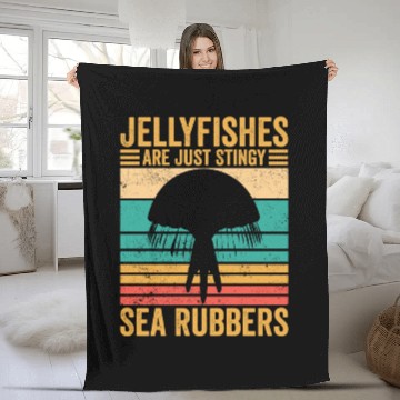 Discover Funny Jellyfish Are Just Stingy Sea Rubbers Retro Fleece Blankets