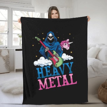 Discover Grim Bone Unicorn Rainbow Metal Music Heavy Rock Fleece Blankets