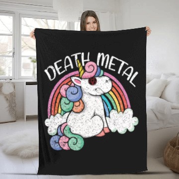 Discover Rainbow Unicorn Satan Love Metal Music Heavy Rock Fleece Blankets