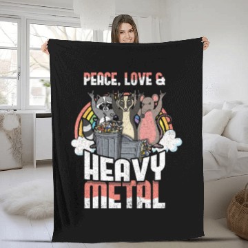Discover Rock Love Peace Metal Kid Music Heavy Trash Racoon Fleece Blankets