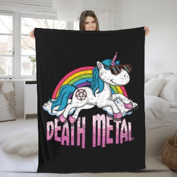 Discover Rainbow Unicorn Love Metal Music Heavy Rocker Fleece Blankets
