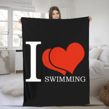 Discover I Love Swimming Swimmer Swim Fleece Blankets