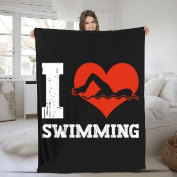 Discover I Love Swimming Swimmer Swim Fleece Blankets