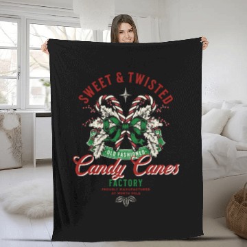 Discover Sweet and Twisted Candy Canes Fleece Blankets